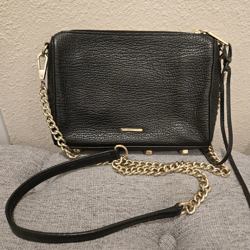 Rebecca Minkoff Black Crossbody Chain Wallet with Gold Hardware
